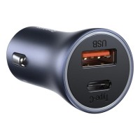 Baseus CCJDZ-CX Car Charger With USB C to IP (1M) Cable Black (40W)